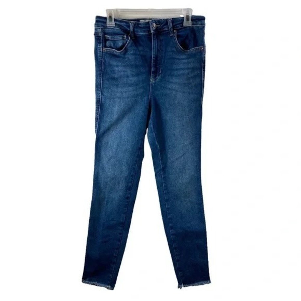 Free People We The Free Womens High Rise Skinny Jeans Blue Raw Hem Size 31